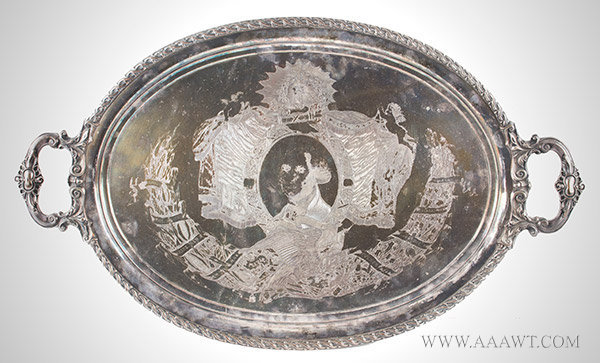 Tray, Large Sheffield Silver on Copper Platter, George Washington, Americana
Unknown maker, entire view